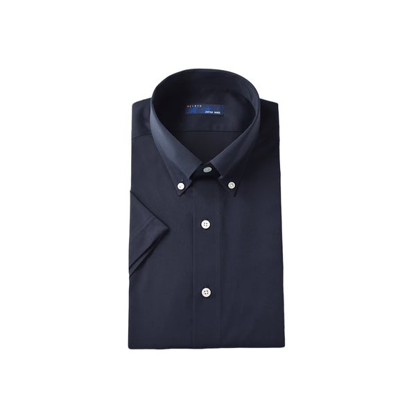 【日本製】ワイシャツ メンズ ビジネス 半袖 接触冷感 ボタンダウン イージーケア ノンアイロン イージーフォーマルシャツ ネイビー(SHKJ23-039-na)